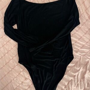 H&M Black Long-Sleeve Scoop-Neck Bodysuit